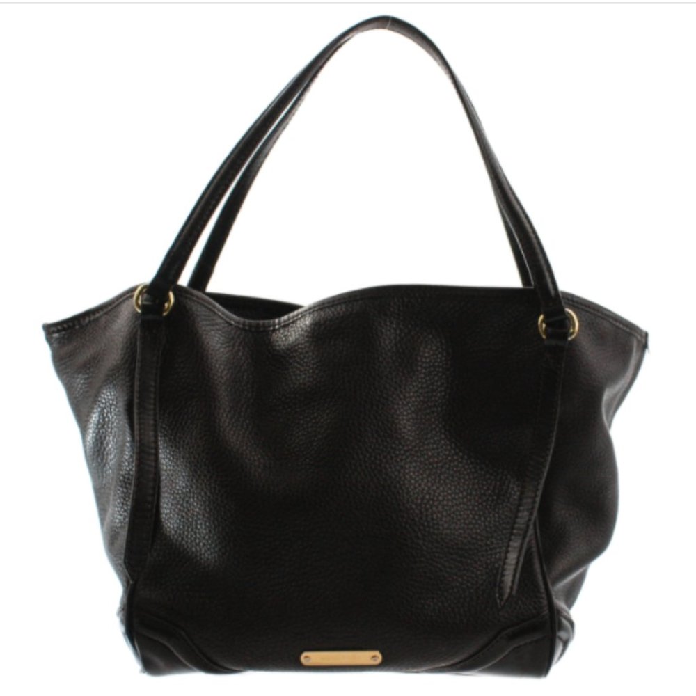 BURBERRY DARK BROWN TEXTURED LEATHER SATCHEL